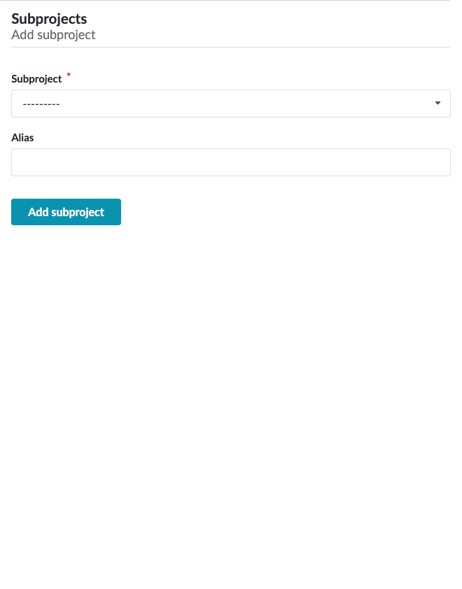 Project subproject creation