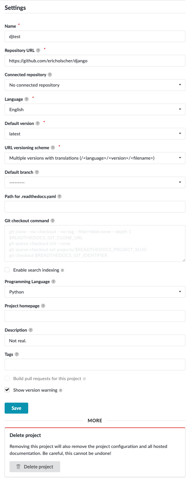 Screenshot of where to find the :guilabel:`Build configuration file` setting.